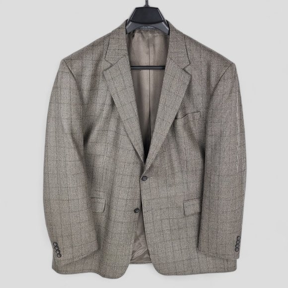 Oscar De La Renta Knit Windowpane Sports Coat Blazer50L